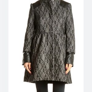 Steve Madden faux leather trim lace coat.